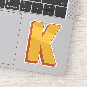 Adesivo Monograma da Letra K, Fonte Inicial de Tipo 3D Neg
