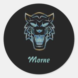 Adesivo Monograma da silhueta azul de tigre gradiente