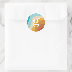 Adesivo Monograma das ondas Abstrato do arco-íris colorida