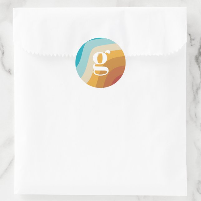 Adesivo Monograma das ondas Abstrato do arco-íris colorida (Bolsa)