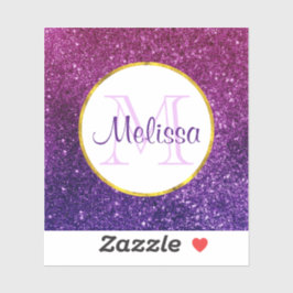 Adesivo Monograma das pedras brilhantes cor-de-rosa e púrp