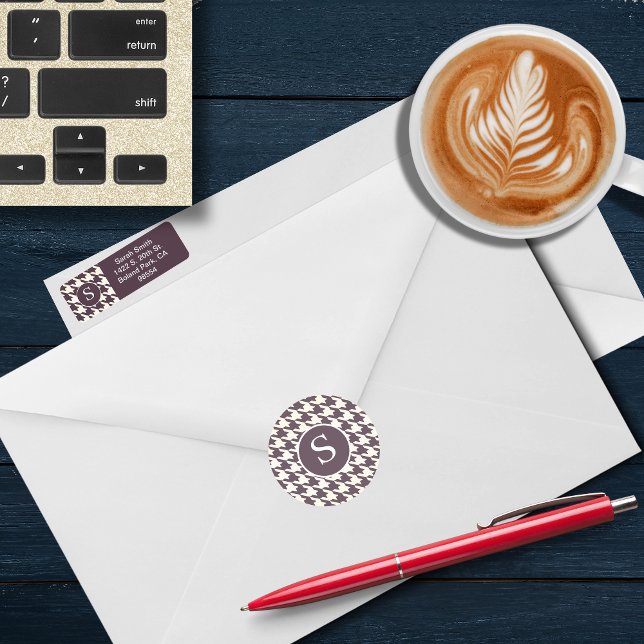 Adesivo Monograma de ameixa Roxo Moderno (Criador carregado)