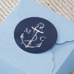 Adesivo Monograma de Âncora Náutica marinho Azul<br><div class="desc">Preencha suas necessidades de papelaria náutica com este adesivo monograma âncora. Perfeito para selagens de envelope e bolsas favoráveis.</div>