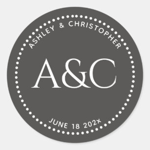 Adesivo Monograma de Anel de Datas de Traição Moderna Escu