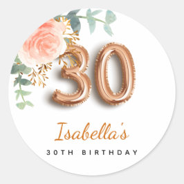 Adesivo monograma de aniversário de 30 anos de ouro floral