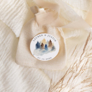 Adesivo Monograma de Árvores de Aquarela Rustic Mountain