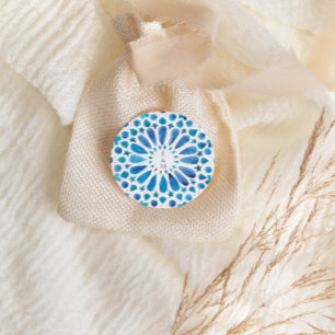 Adesivo Monograma de Azulejo Azul do Mediterrâneo