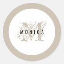 Monograma de Beige Moderno Russo Chic