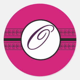 Adesivo Monograma de Borda Profunda de Framboesa