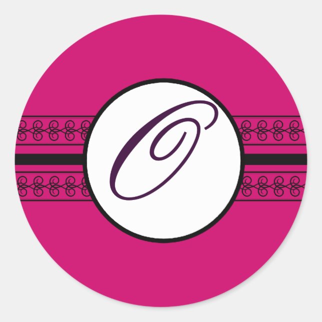 Adesivo Monograma de Borda Profunda de Framboesa (Frente)