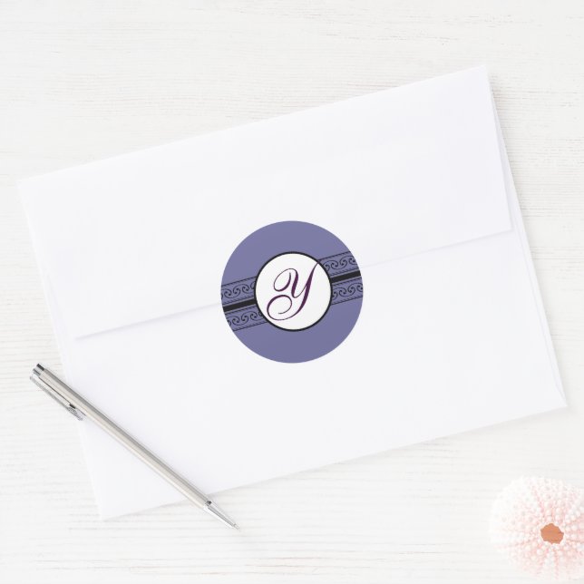 Adesivo Monograma de Bordas de Casamento Profundo (Envelope)