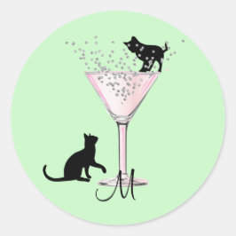 Adesivo Monograma de Campos de Gato de Bolhas Verdes Moder