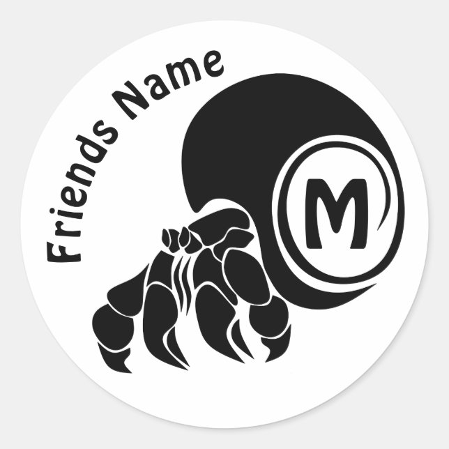 Adesivo Monograma de caranguejo-eremita-rabugento (Frente)