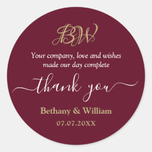 Adesivo Monograma de Casais de Script Elegante Obrigado