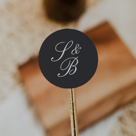 Adesivo Monograma de casamento Black & Ecru em escrita clá