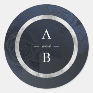 Adesivo Monograma de casamento botânico do marinho Luxe ro