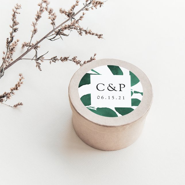 Adesivo Monograma de Casamento Botânico Pressionado (Criador carregado)