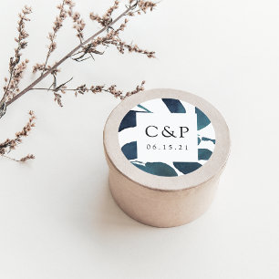 Adesivo Monograma de Casamento Botânico Pressionado