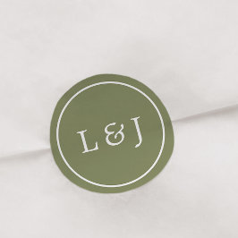 Adesivo Monograma de Casamento Branco e Verde-Oliva