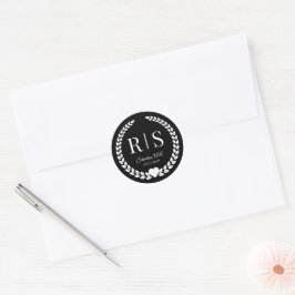 Adesivo Monograma de Casamento Branco em Preto Inicial