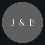 Adesivo Monograma de Casamento Branco Negro Elegante Minim<br><div class="desc">Vinheta Monograma de Casamento de Arte Elegante Mínima Personalizada em Preto e Branco</div>