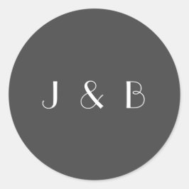 Adesivo Monograma de Casamento Branco Negro Elegante Minim
