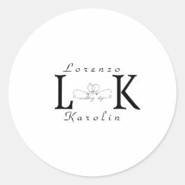 Adesivo Monograma de Casamento Branco Simples e Elegante M