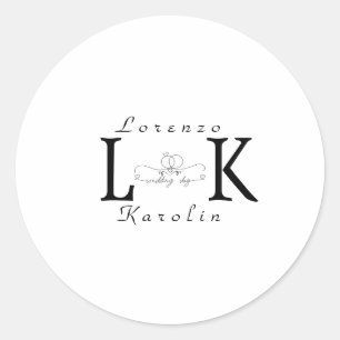 Adesivo Monograma de Casamento Branco Simples e Elegante M