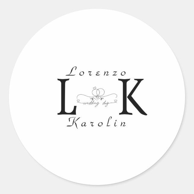 Adesivo Monograma de Casamento Branco Simples e Elegante M (Frente)