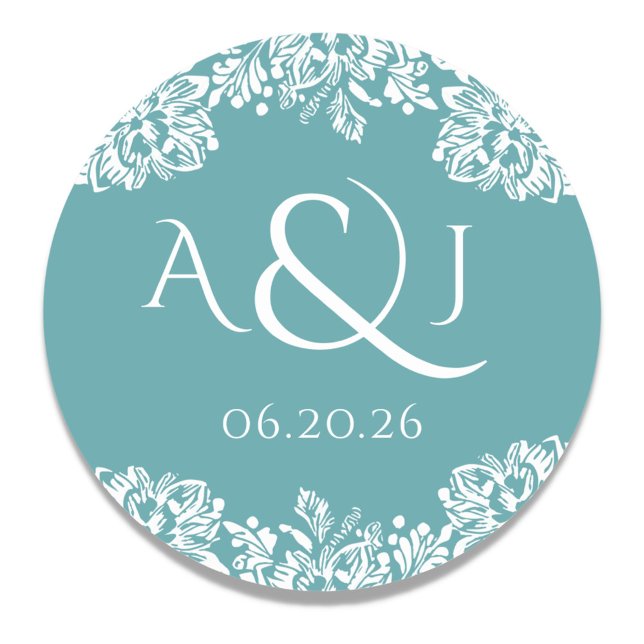 Adesivo Monograma de Casamento Clássico Norwich (Personalized Monogram and Wedding Date)