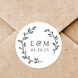 Adesivo Monograma de Casamento com Coroa de Louros
