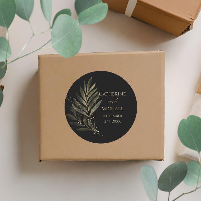 Adesivo Monograma de Casamento com Folha Dourada Negra Mod (Criador carregado)