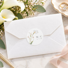 Adesivo Monograma de Casamento com Lírio Calla Data Person