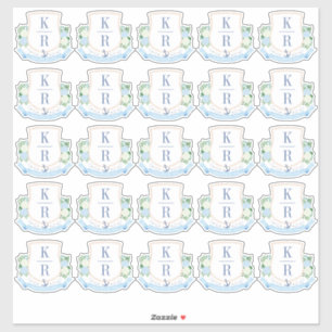 Adesivo Monograma de Casamento Costeiro Elegante