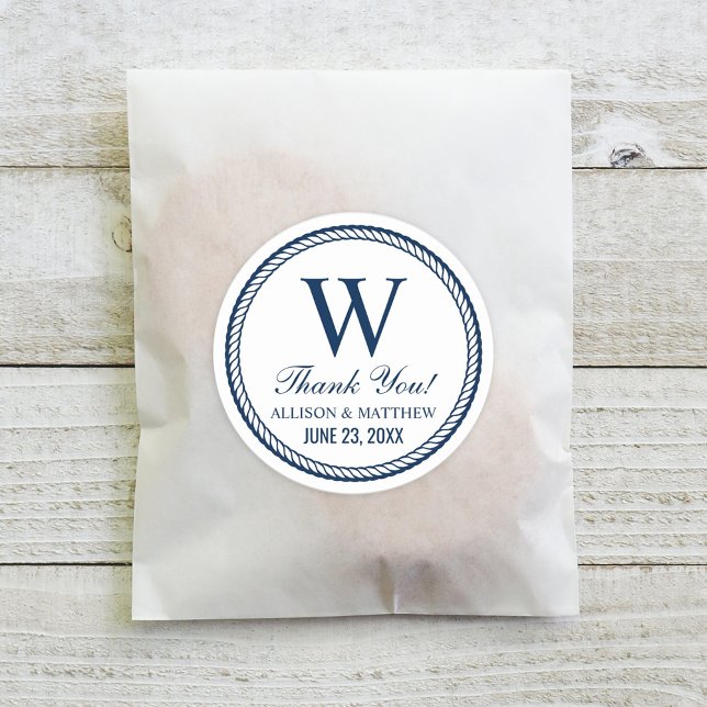 Adesivo Monograma de Casamento da Corda de Marinho Náutica (Criador carregado)