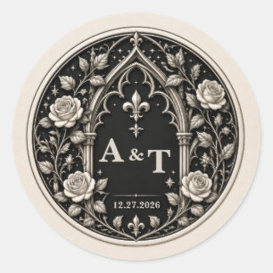 Adesivo Monograma de Casamento Dark Gothic Personalizado