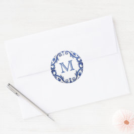 Adesivo monograma de casamento de azulejo mediterrâneo