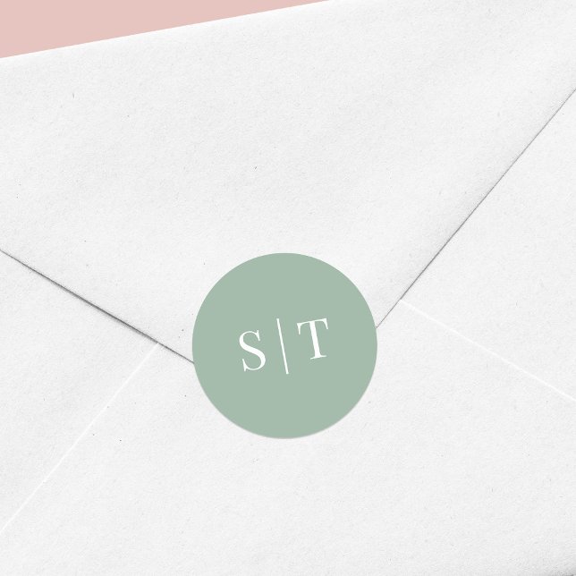 Adesivo Monograma de Casamento de Cor de Fundo Editável (Criador carregado)