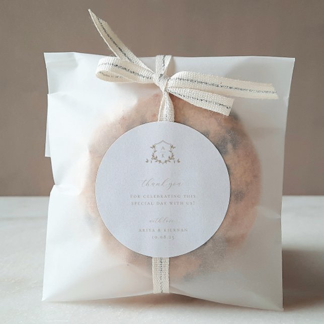 Adesivo Monograma de Casamento de eternos Beige Crest (Criador carregado)