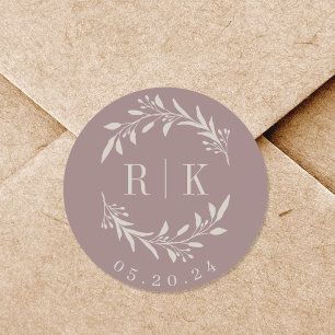 Adesivo Monograma de Casamento de Ferida Botânica de Rosa 