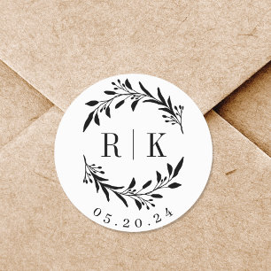 Adesivo Monograma de Casamento de Ferro Botânico