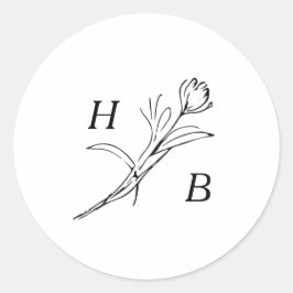 Adesivo Monograma de Casamento de Flores Selvagens