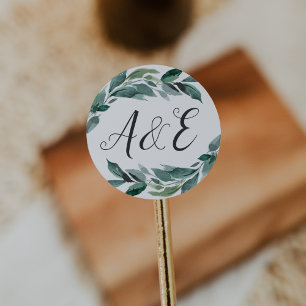 Adesivo Monograma de Casamento de Folhagem Abundante
