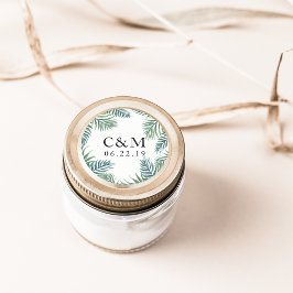 Adesivo Monograma de Casamento de Folhagem Tropical