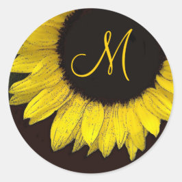 Adesivo Monograma de Casamento de Girassol Amarelo Cheerfu