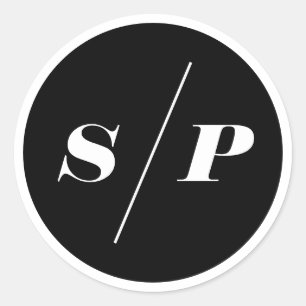 Adesivo Monograma de Casamento de Tipografia Itálico Preto