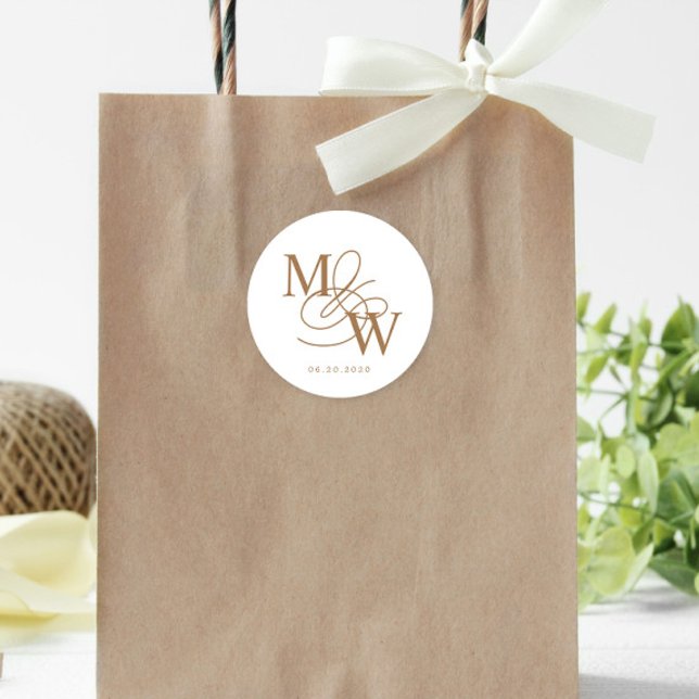 Adesivo Monograma de Casamento de Tipografia Luxuosa (Criador carregado)