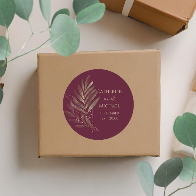 Adesivo Monograma de Casamento Dourado com Folha Moderna B (Criador carregado)