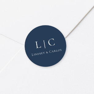 Adesivo Monograma de Casamento Elegante Azul Naval