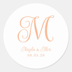 Adesivo Monograma de casamento encaracolado Pretty Peach